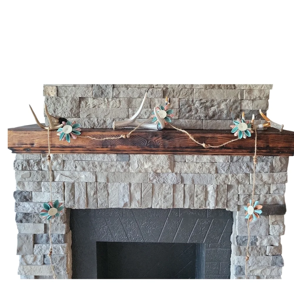 ​ Leather Flower Garland Hand Crafted Christmas Decor Unique Rustic Western